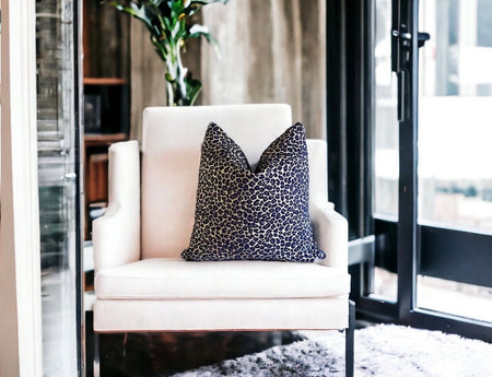 Leopard Chenille Double Sided Throw Pillow Cover 18x18, 20x20, 22x22, 24x24 12x20, 12x22 14x22 14x48 XL Lumbar Navy Cheetah Pillow Cover