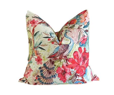 Kingsway Jewel Pillow Cover 18x18, 20x20, 22x22, 24x24, 12x20, 12x22, 14x22 Peacock Watercolor Colorful Throw Pillow Cover
