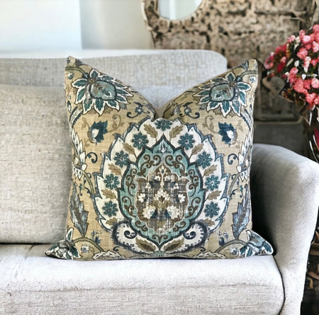 Mill Creek Throw Pillow Cover 18x18 20x20 22x22 24x24 12x20 14x20 Fidelo Cliffside Linen Blend Moroccan Pillow Cover Teal Ivory Beige Brown