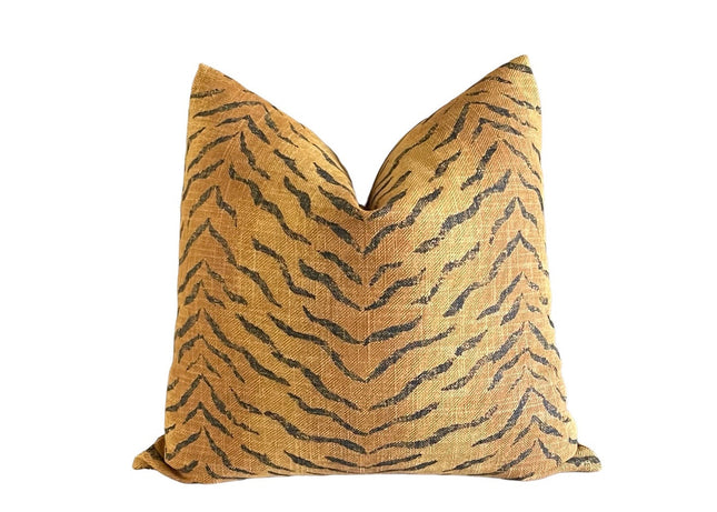 Saffron Animal Print Throw Pillow Cover: Cotton Linen Blend