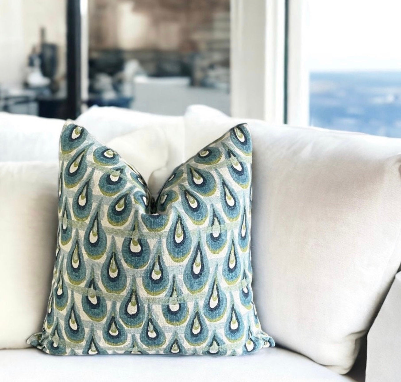 Teal Blue Pillow Covers 20x20 Peacock Throw Pillow Cover 18x18
