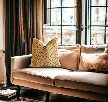 Saffron Animal Print Throw Pillow Cover: Cotton Linen Blend