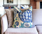 Throw Pillow Cover Copacabana Azure 18x18, 20x20, 22x22, 24x24, 12x20, 14x22 Blue Teal Ivory Cotton PK Lifestyles Tropical Beach