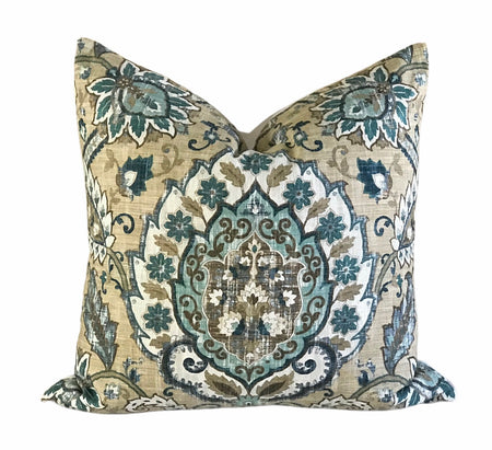 Mill Creek Throw Pillow Cover 18x18 20x20 22x22 24x24 12x20 14x20 Fidelo Cliffside Linen Blend Moroccan Pillow Cover Teal Ivory Beige Brown