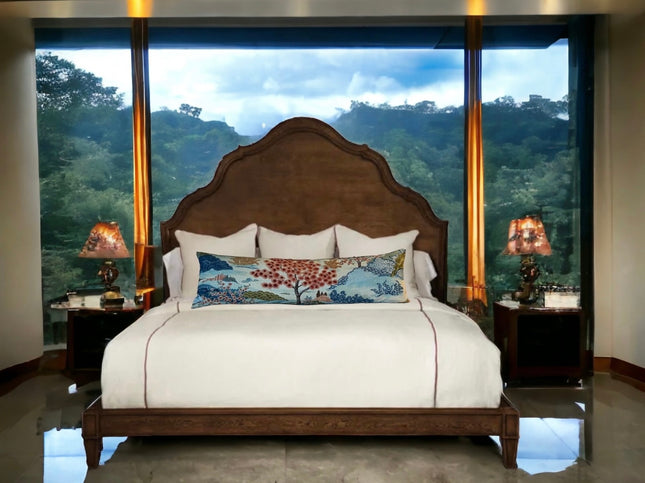 Yuhua Printed Cotton Pillow Cover With Self Welt 18x18, 20x20, 22x22, 24x24, 12x20, 12x22, 14x22, 16x24, 14x46, 14x48 Mill Creek Coral