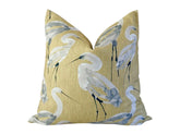 Egret Watercolor Pillow Cover – Citron Coastal Elegance