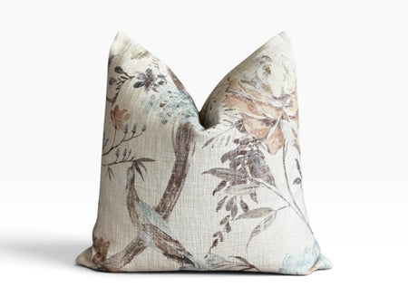 Arden Botanical Pillow Cover, Designer Floral Decorative Throw Pillow, Vintage Garden Luxury Cushion Cover, Neutral Home Decor