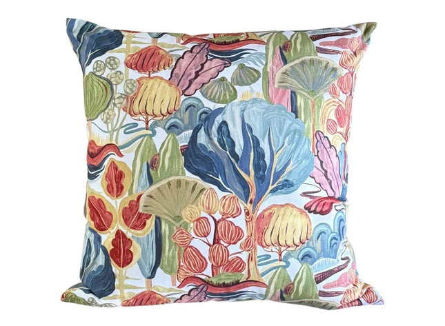 Whimsical Botanical Garden Pillow Cover – Vibrant Artistic Floral Accent