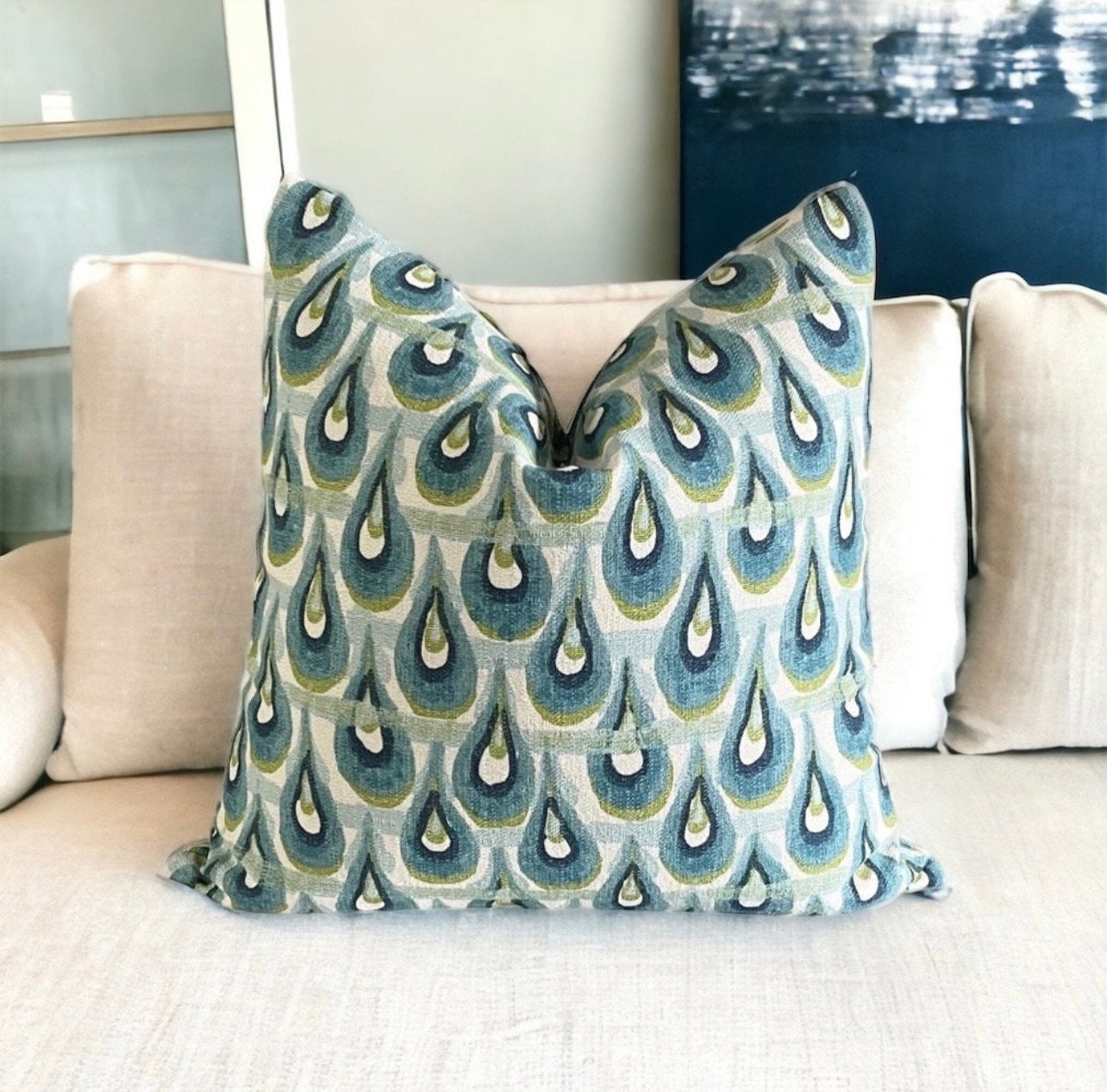 Peacock Throw Pillow Cover 18x18 20x20 22x22 24x24 12x20 14x22 Chloe B Kings Road Home Decor