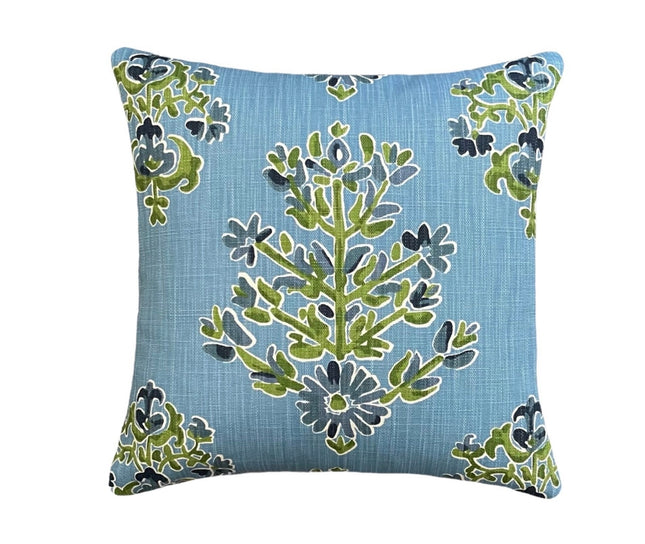 Lancefield Clara Double Sided Cotton Pillow Cover 18x18, 20x20, 22x22, 24x24, 12x20, 12x22, 14x22 Blue Green Throw Pillow Cover