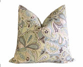 Set of 2 Throw Pillows Uninhibited Beachglass Green Throw Pillows 18x18 20x20 22x22 24x24 Paisley Throw Pillow Set of Two Throw Pillow Cover