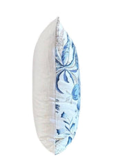 Botanical Linen Blend Throw Pillow Cover: Blue Taupe Floral Palms