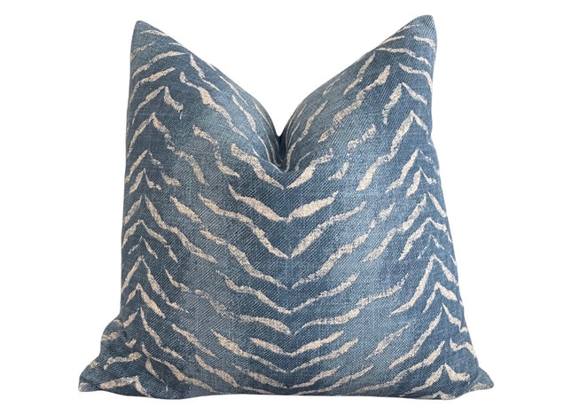 Blue Animal Print Pillow Cover 18x18, 20x20, 22x22, 24x24, 12x20, 12x22, 14x22, 14x48  Throw Pillow Cover