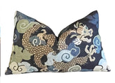 Kaufmann Magic Dragon Pillow Cover 18x18, 20x20, 22x22, 24x24, 12x20, 12x22, 14x22, 14x48 Chinoiserie Throw Pillow Cover Ultramarine