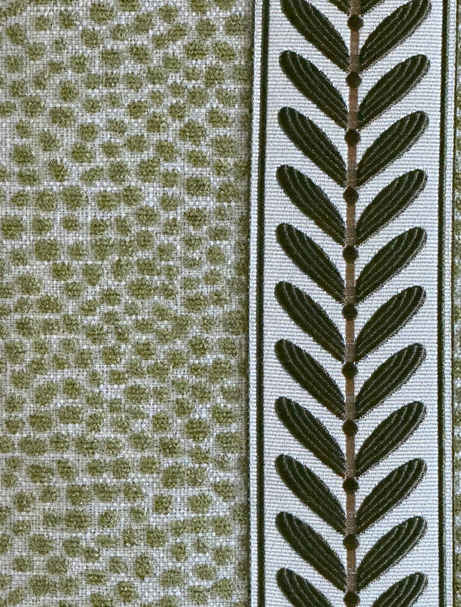 Chenille Throw Pillow Cover: Dotify Pear Green, Double Sided with Decorative Tape