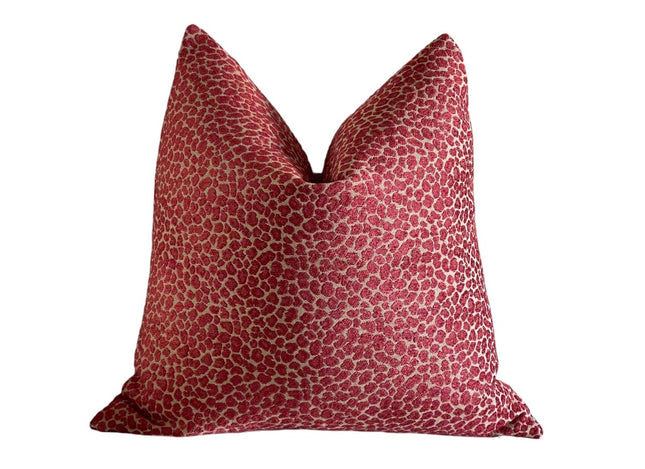 Ruby Cheetah Chenille Throw Pillow Cover: Double Sided Designer Pillow