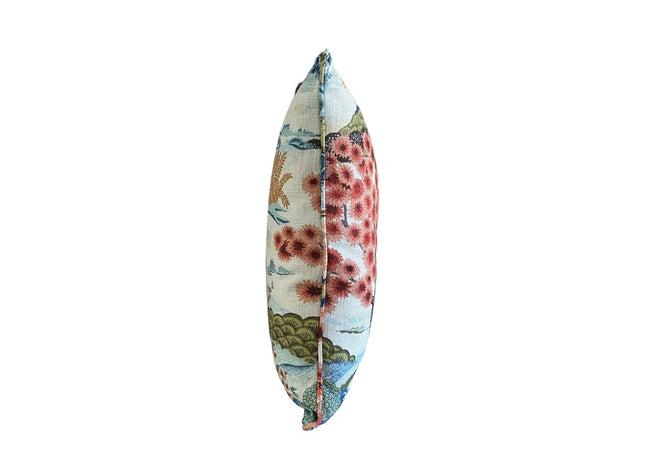Yuhua Printed Cotton Pillow Cover With Self Welt 18x18, 20x20, 22x22, 24x24, 12x20, 12x22, 14x22, 16x24, 14x46, 14x48 Mill Creek Coral