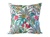 Vibrant Floral Embroidered Pillow Cover with Ivory Velvet Back