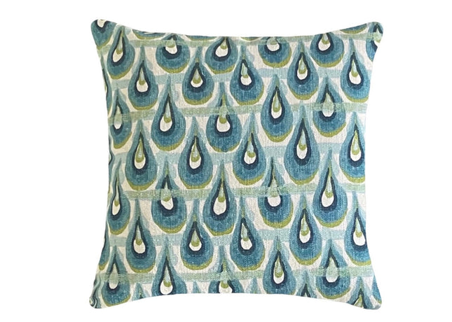 Peacock Throw Pillow Cover 18x18 20x20 22x22 24x24 12x20 14x22 Chloe Birchcloth Navy Blue Teal Lime Ivory Geometric Modern