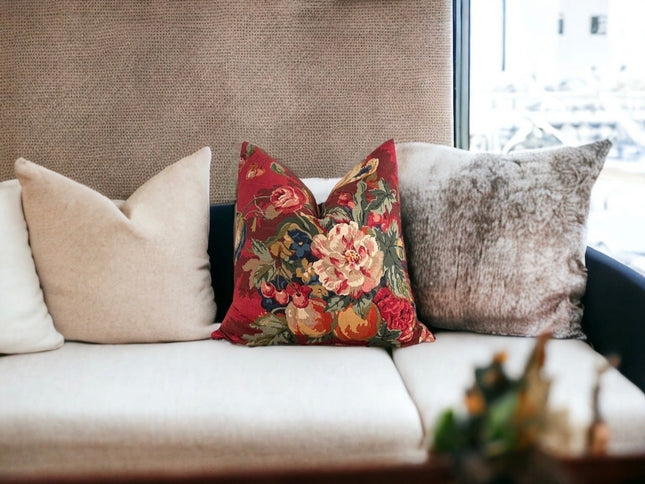 Crimson Queensland Double Sided Throw Pillow Cover 18x18, 20x20, 22x22, 24x24 12x20 12x22 14x22 14x48 Fruit Floral French Country Cover
