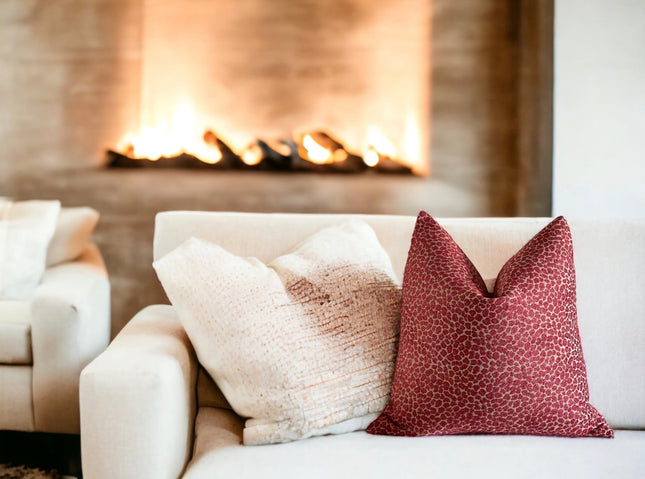 Ruby Cheetah Chenille Throw Pillow Cover: Double Sided Designer Pillow