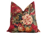 Crimson Queensland Double Sided Throw Pillow Cover 18x18, 20x20, 22x22, 24x24 12x20 12x22 14x22 14x48 Fruit Floral French Country Cover