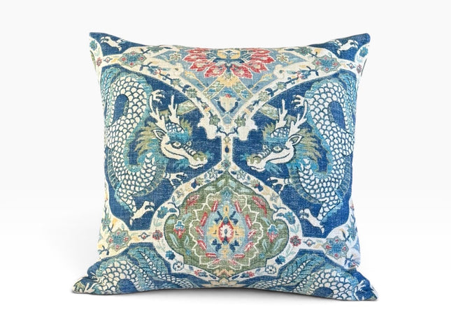 Drakon Blue Dragon Designer Pillow Cover – Bold Mythical Décor Accent