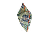 Floral Linen Throw Pillow Cover: Braganza Endive with Orange Welt