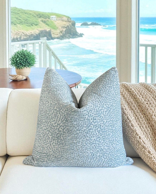 Coastal Chenille Pillow Cover: Light Blue Textured Throw Pillow