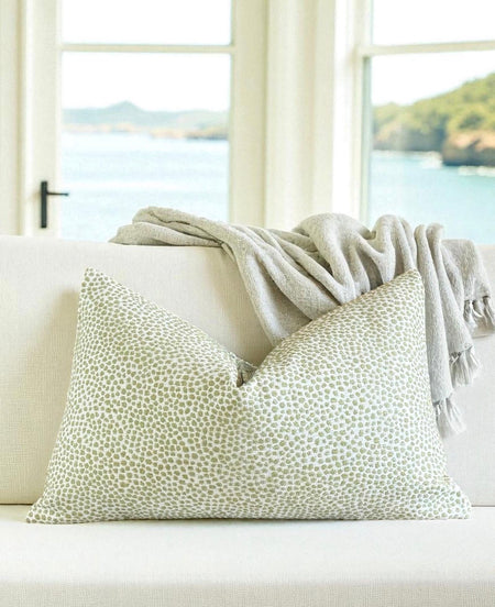 Chenille Throw Pillow Cover: Dotify Pear Green, Double Sided