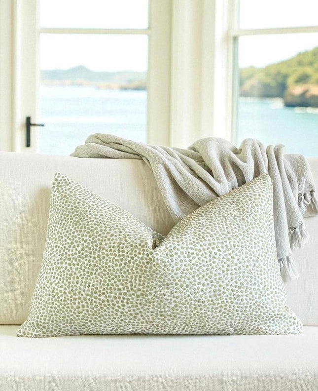 Chenille Throw Pillow Cover: Dotify Pear Green, Double Sided