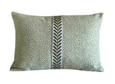 Chenille Throw Pillow Cover: Dotify Pear Green, Double Sided with Decorative Tape