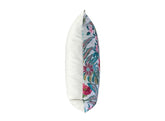 Vibrant Floral Embroidered Pillow Cover with Ivory Velvet Back