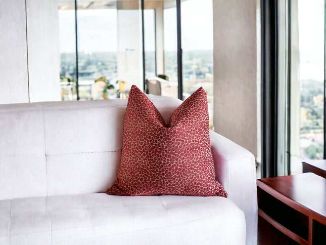 Ruby & Gold Cheetah Chenille Double Sided Throw Pillow Cover 18x18, 20x20, 22x22, 24x24 12x20 12x22 14x24 Ruby Gold Cheetah Pillow Cover