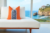 Orange Greek Key Pillow Cover: Coastal Mediterranean Decor