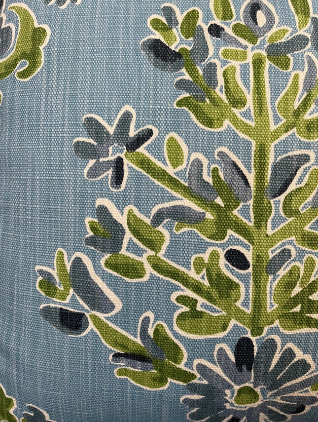 Lancefield Clara Double Sided Cotton Pillow Cover 18x18, 20x20, 22x22, 24x24, 12x20, 12x22, 14x22 Blue Green Throw Pillow Cover