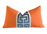 Orange Greek Key Pillow Cover: Coastal Mediterranean Decor