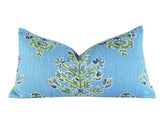 Lancefield Clara Double Sided Cotton Pillow Cover 18x18, 20x20, 22x22, 24x24, 12x20, 12x22, 14x22 Blue Green Throw Pillow Cover