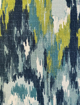 Blue Ikat Craze Throw Pillow Cover Double Sided 18x18 20x20 22x22 24x24 12x20 14x22 Birch Barkcloth Navy, Shades of Blue, Green Accents