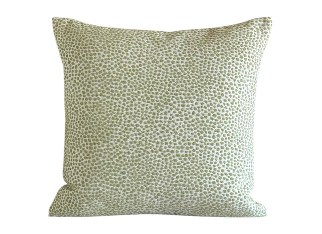 Chenille Throw Pillow Cover: Dotify Pear Green, Double Sided with Decorative Tape