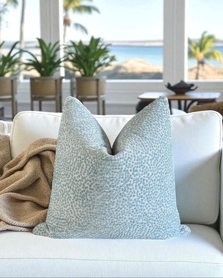 Coastal Chenille Pillow Cover: Light Blue Textured Throw Pillow