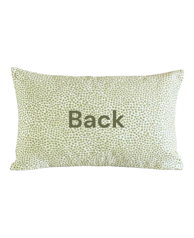 Chenille Throw Pillow Cover: Dotify Pear Green, Double Sided with Decorative Tape