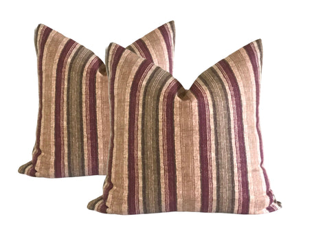 Set of 2 Throw Pillow Covers Pepita Spice 18x18 20x20 22x22 24x24 Striped Throw Pillow Covers Red Green Beige Throw Pillow Covers Spice