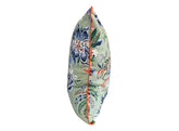 Floral Linen Throw Pillow Cover: Braganza Endive with Orange Welt