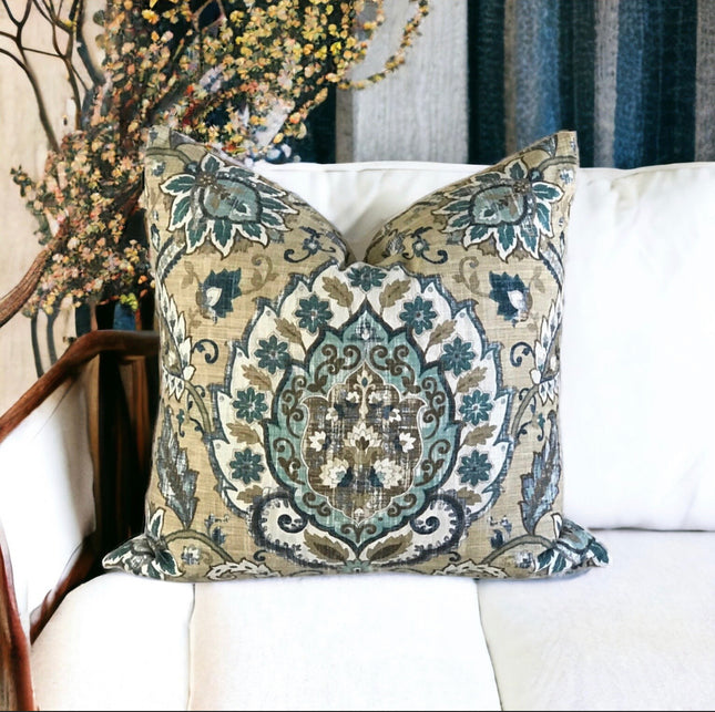Mill Creek Throw Pillow Cover 18x18 20x20 22x22 24x24 12x20 14x20 Fidelo Cliffside Linen Blend Moroccan Pillow Cover Teal Ivory Beige Brown