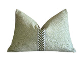 Chenille Throw Pillow Cover: Dotify Pear Green, Double Sided with Decorative Tape