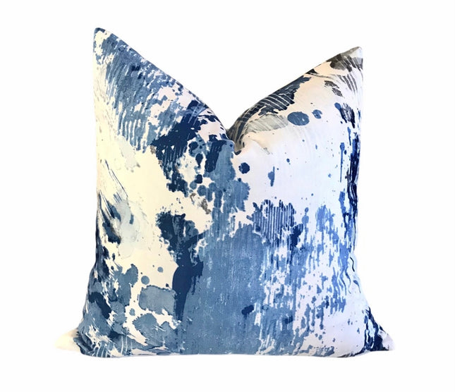 Set of 2 Throw Pillow Covers Abstract Azure by P/Kaufmann 18x18 20x20 22x22 Abstract Throw Pillow Cover Blue Throw Pillow Cover