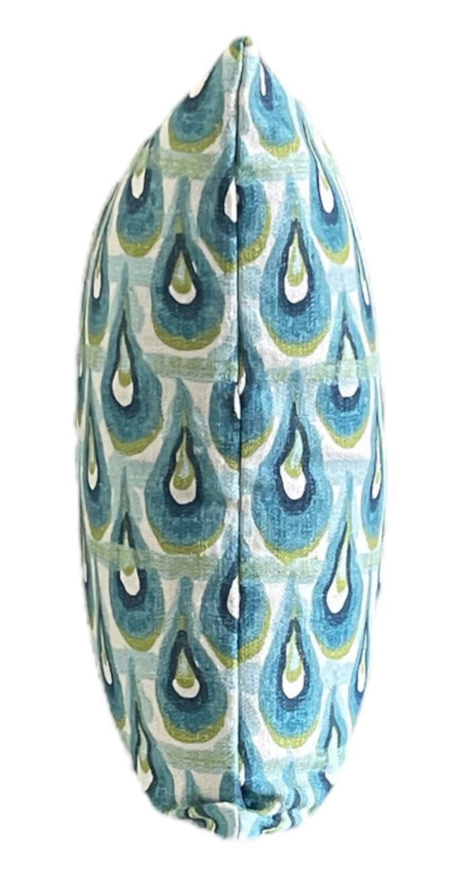 Peacock Throw Pillow Cover 18x18 20x20 22x22 24x24 12x20 14x22 Chloe Birchcloth Navy Blue Teal Lime Ivory Geometric Modern