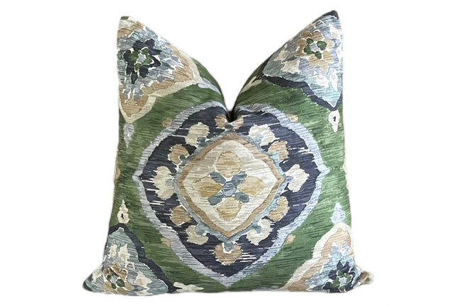 Dorian Grass Printed Cotton Pillow Cover 18x18, 20x20, 22x22, 24x24, 12x20, 12x22, 14x22, 16x24, 14x46, 14x48 Throw Pillow Cover