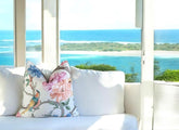 Eliana Garden Pillow Cover with Self Welt: Floral Bird Print Cotton Throw Pillow